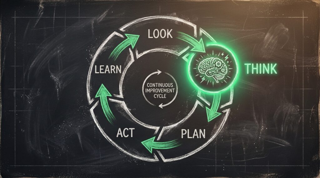 The agentic AI loop showing Look, Think, Plan, Act, Learn cycle