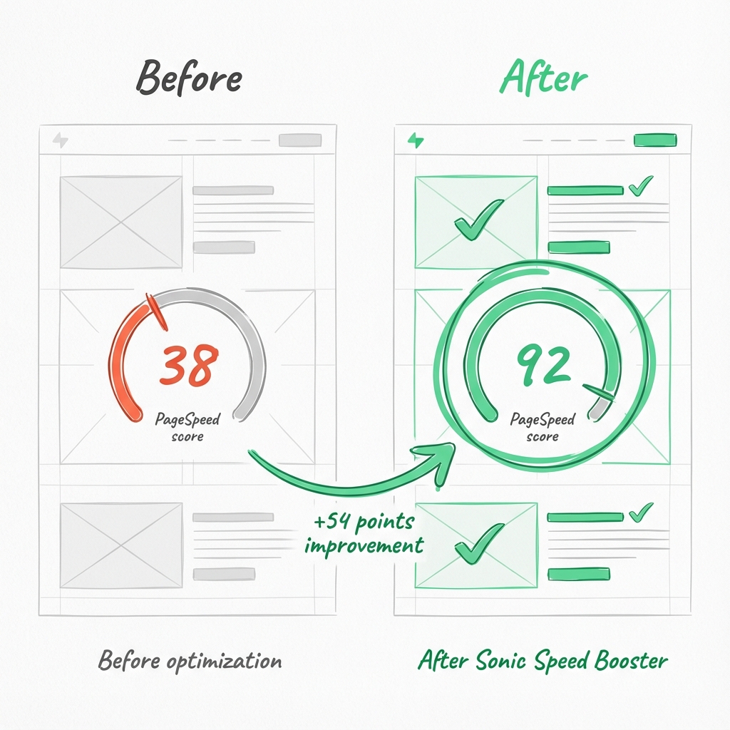 Sonic Page Speed Booster before after result