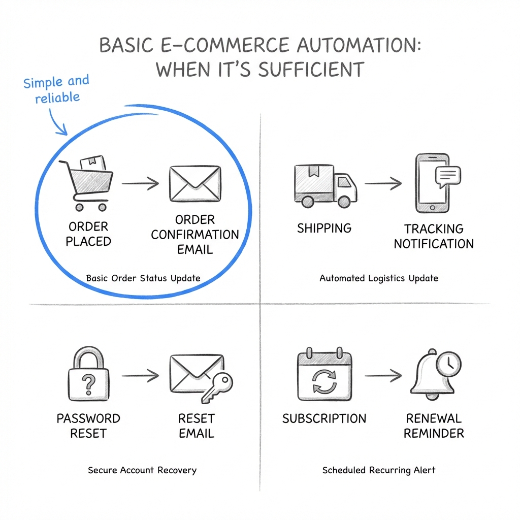 Simple automation examples showing order notifications and confirmations