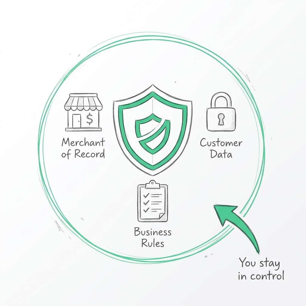 UCP security elements: Merchant of Record, Customer Data, and Business Rules protection